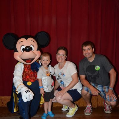 Saying 'CHEESE' with Mickey Mouse